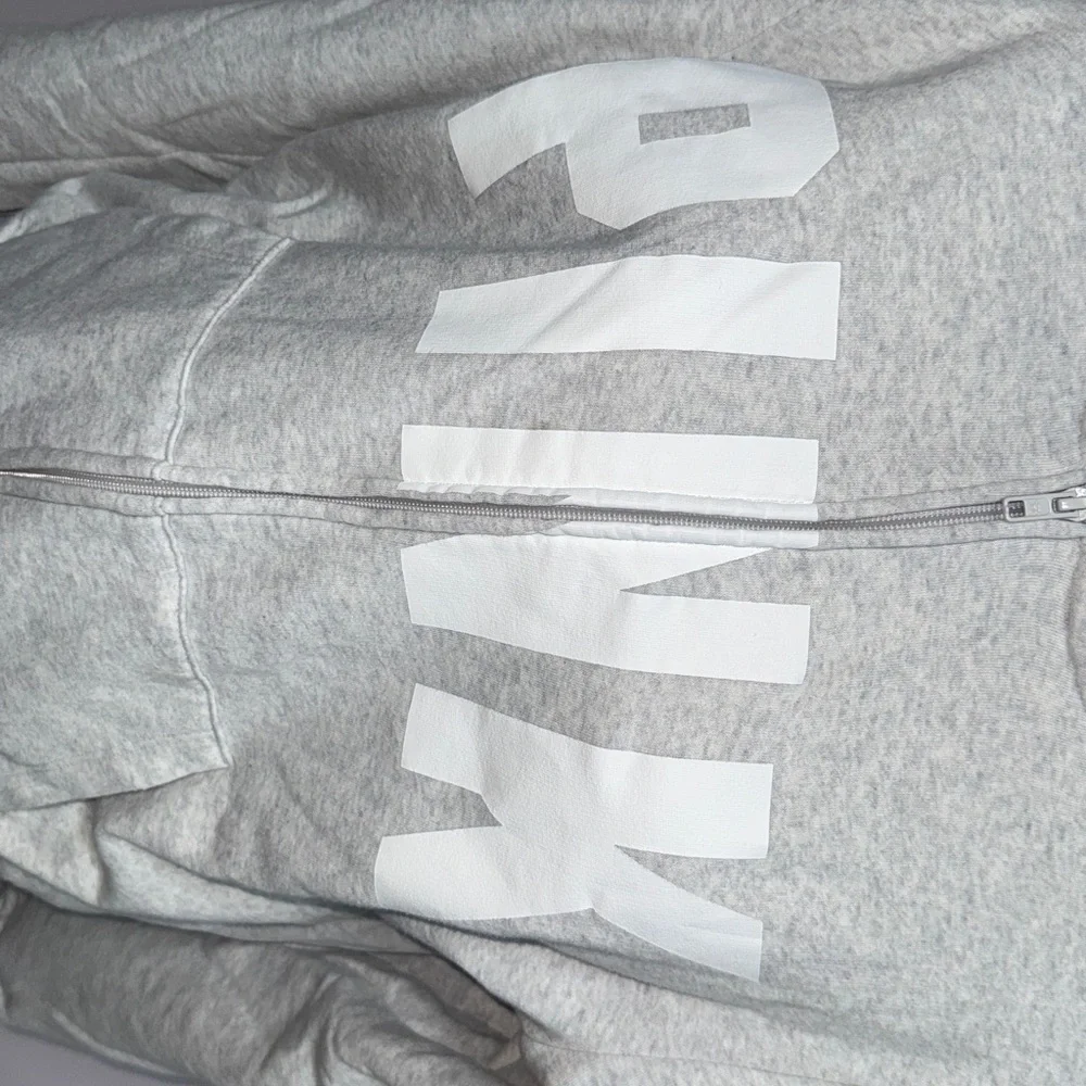 Victoria's Secret PINK Fleece Zip Up Perfect Hoodie in heather grey size XL - Picture 2 of 6